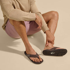 Tuahine Men's Waterproof Leather Beach Sandals - Dark Wood | Men OluKai near me