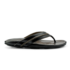 OluKai Mea Ola - Black | Men's Leather Beach Sandals | Men OluKai outlet