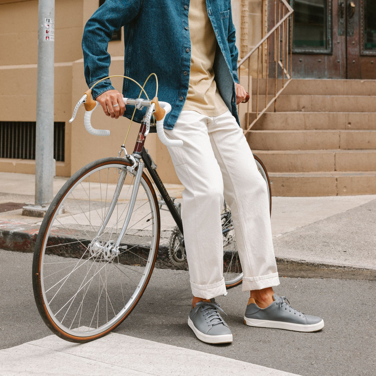 Lae‘ahi Lī ‘Ili Men's Leather Sneakers - Stone | Men OluKai cheap