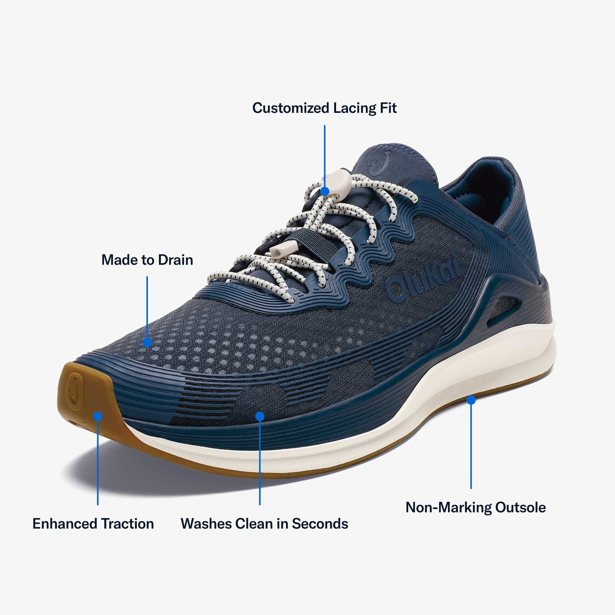 ‘Ahi Men’s Water Boat Shoes - Mood Indigo / Coastal Blue | Men OluKai online