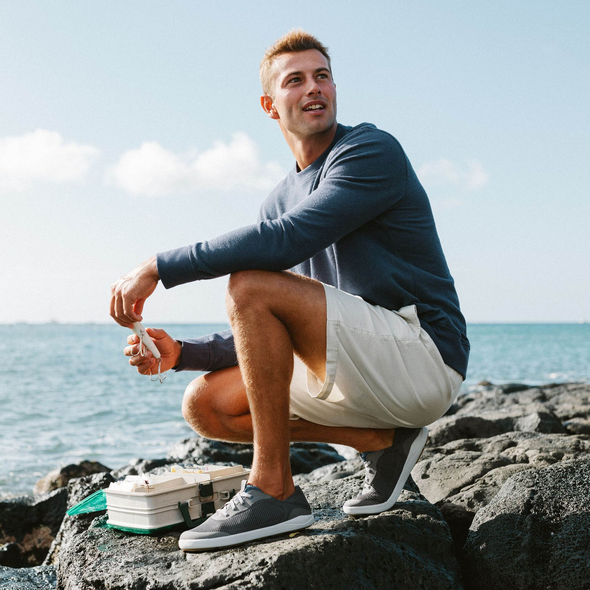 Moku Pae Men's Boat Shoes - Pavement / Vintage Blue | Men OluKai sale