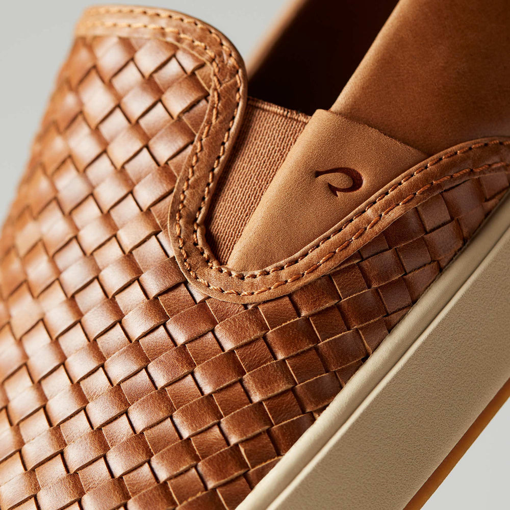 Lae‘ahi Lauhala Men's Leather Slip-On Sneakers - Fox | Men OluKai sale