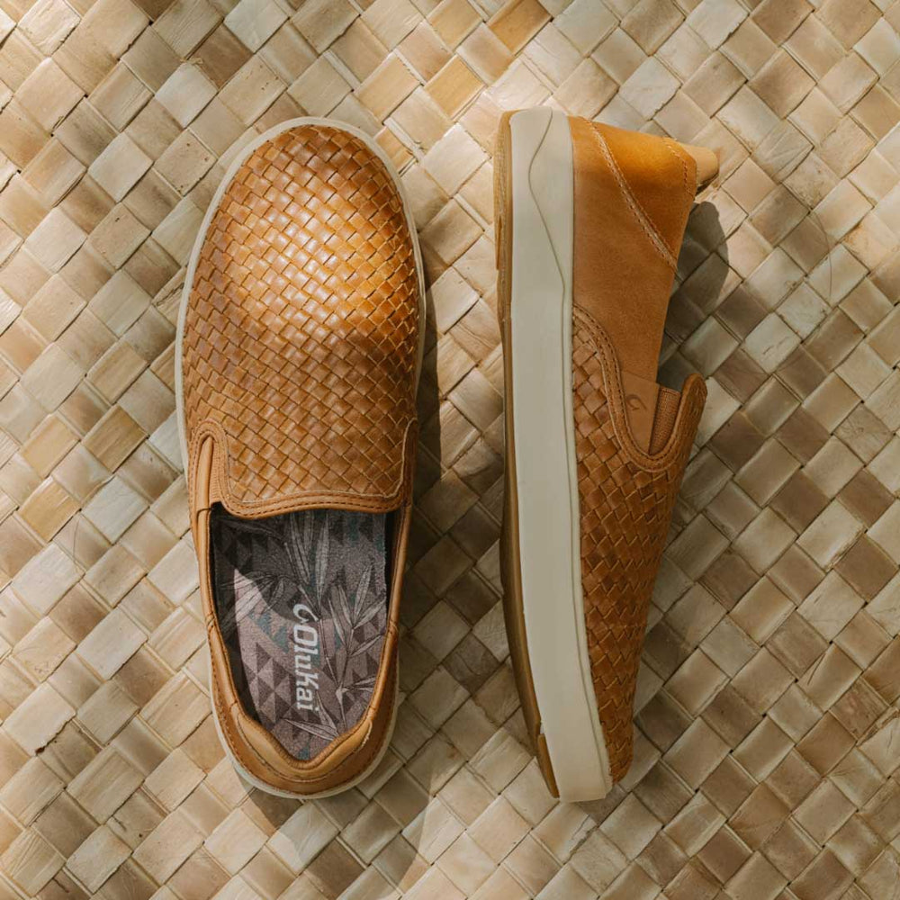 Lae‘ahi Lauhala Men's Leather Slip-On Sneakers - Fox | Men OluKai sale