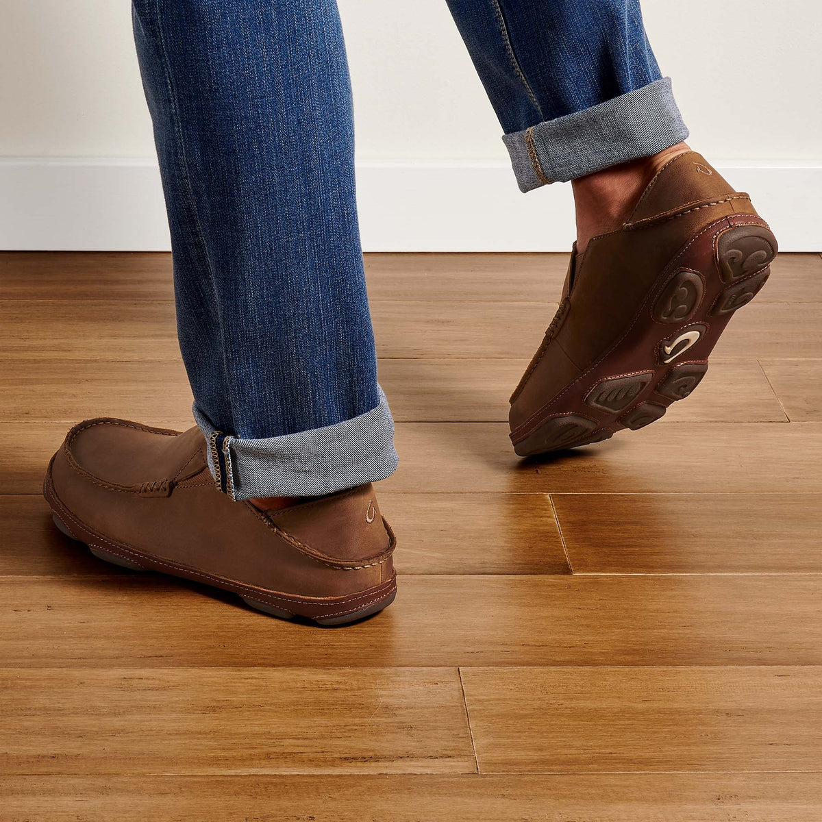 Moloā Men's Leather Slip On Shoes - Ray / Toffee | Men OluKai cheap