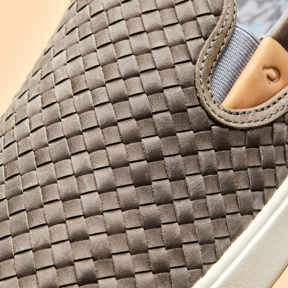 Lae‘ahi Lauhala Men's Leather Slip-On Sneakers - Ash | Men OluKai on sale