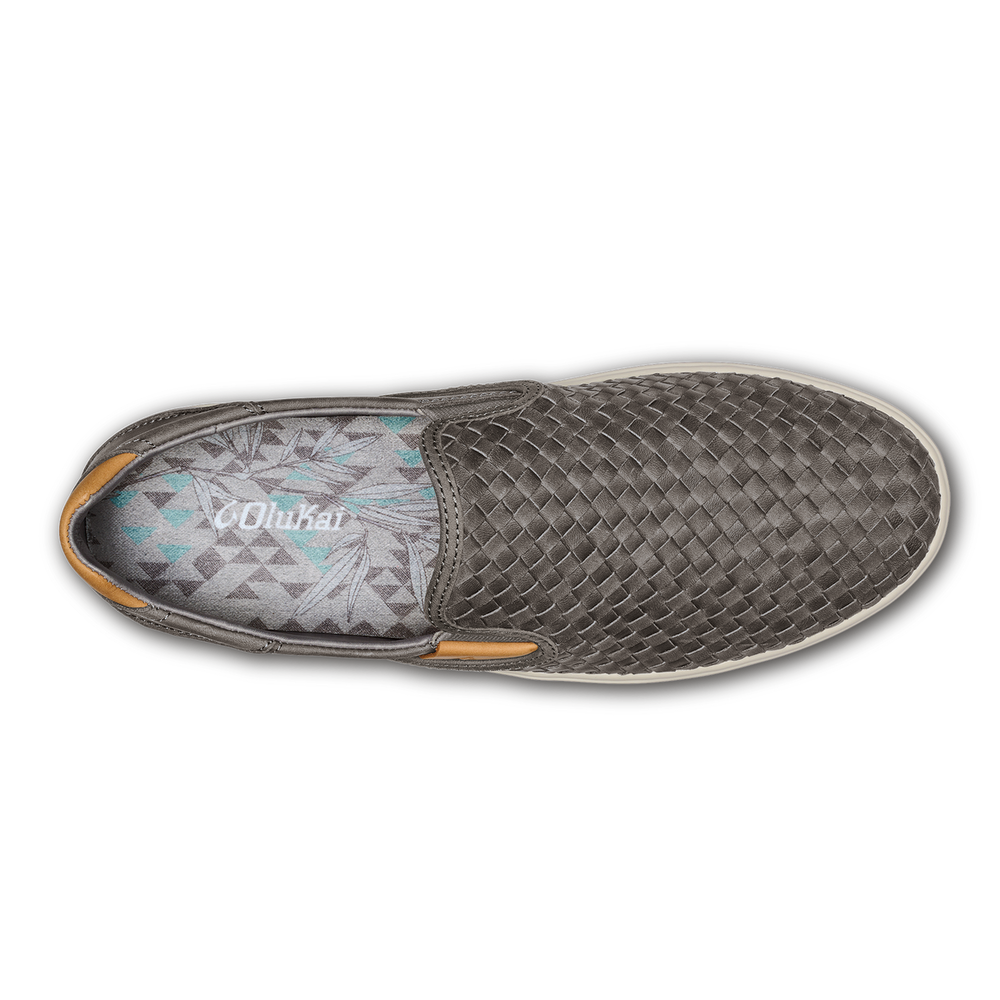 Lae‘ahi Lauhala Men's Leather Slip-On Sneakers - Ash | Men OluKai on sale