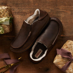 Moloā Men's Nubuck Leather Slippers - Dark Wood | Men OluKai cheap