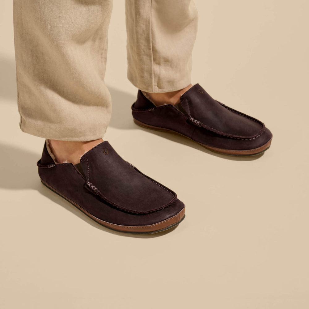 Moloā Men's Nubuck Leather Slippers - Dark Wood | Men OluKai cheap