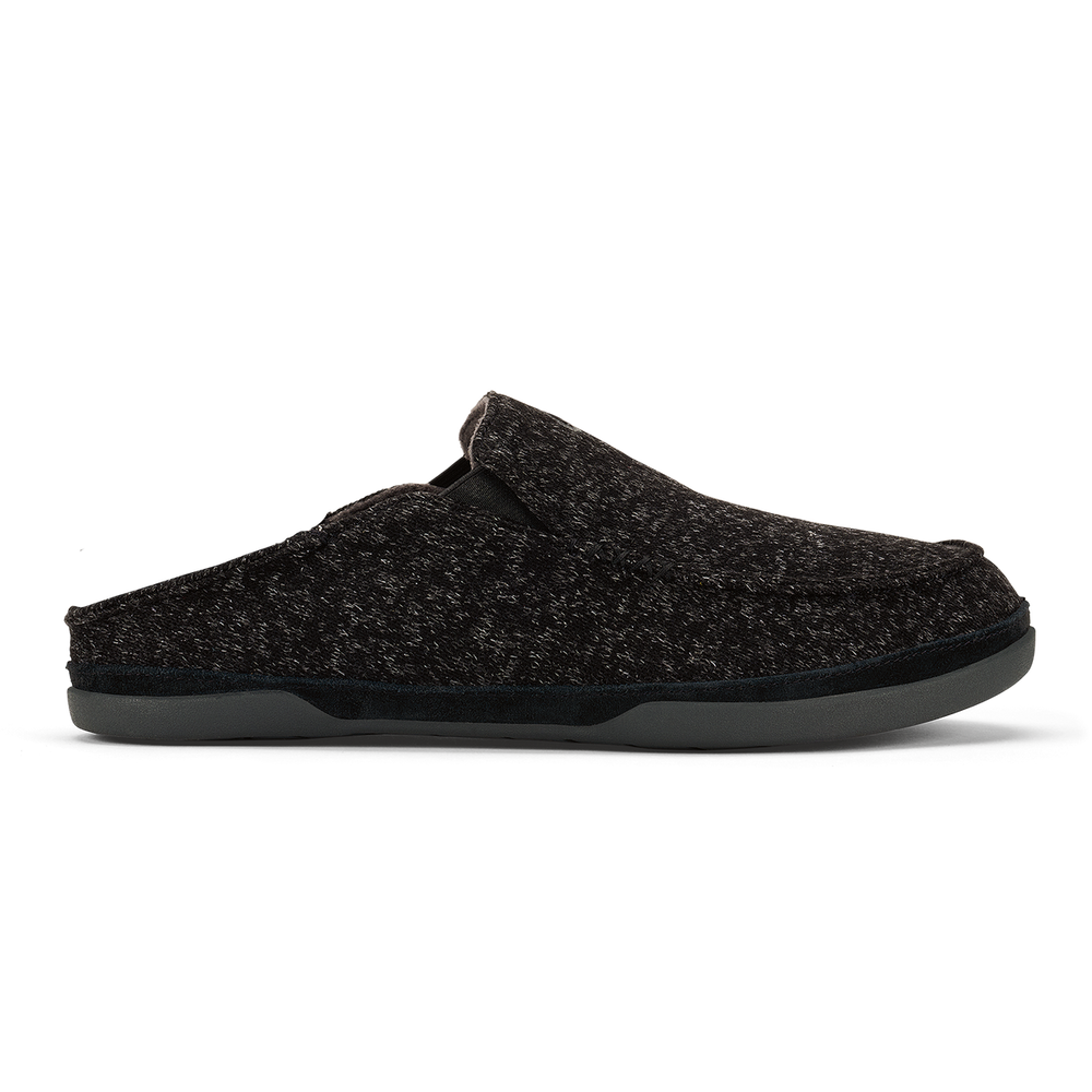 Moloā Hulu Men’s Wool Slippers - Black | Men OluKai discount