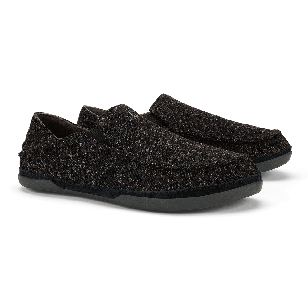 Moloā Hulu Men’s Wool Slippers - Black | Men OluKai discount