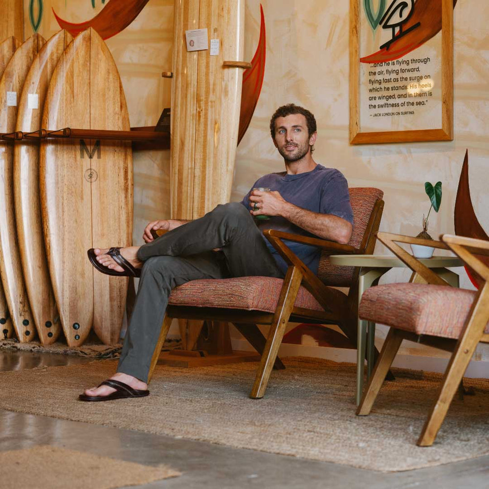 Mea Ola Men's Leather Beach Sandals - Dark Java | Men OluKai outlet
