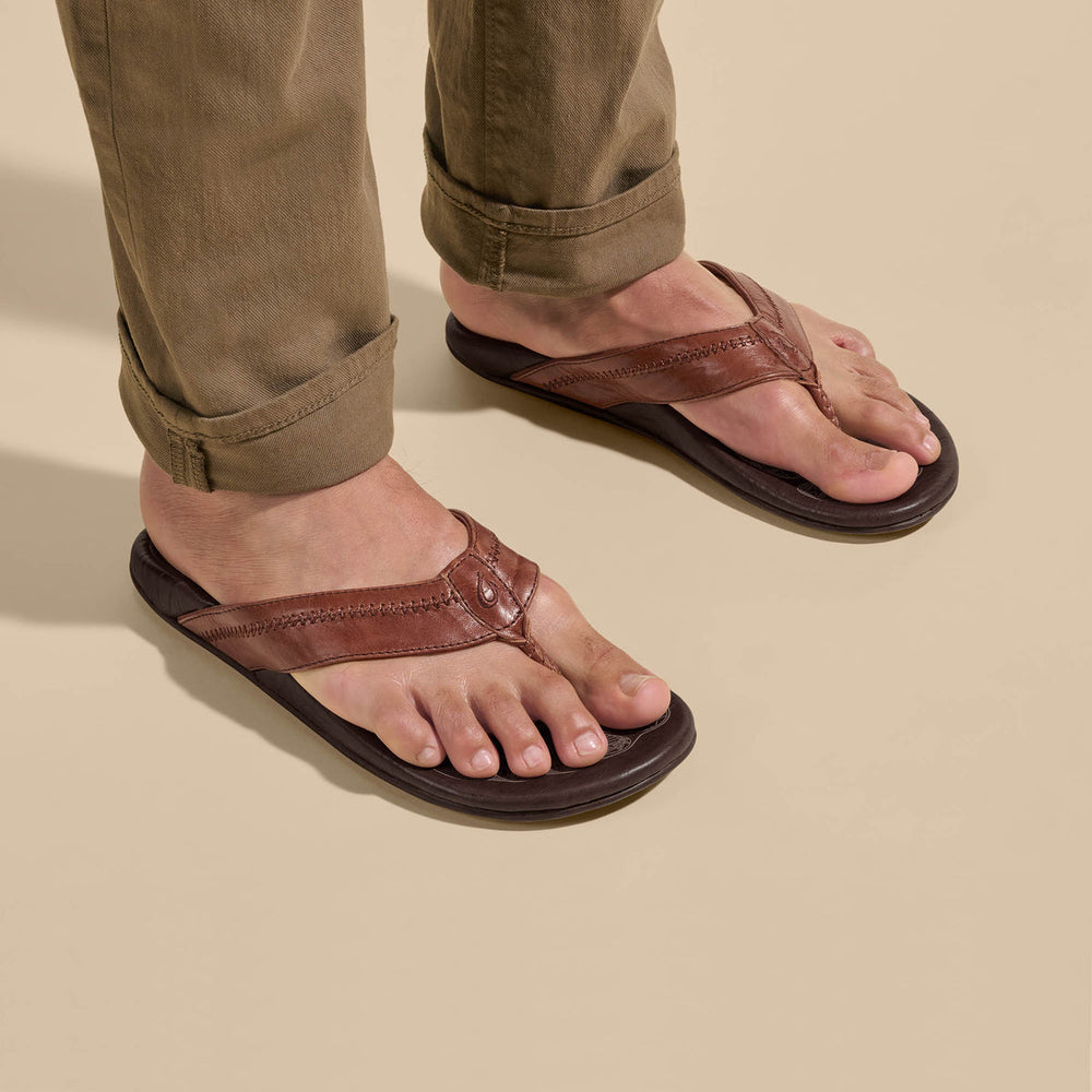 Hiapo - Rum / Dark Wood Men’s Leather Beach Sandals | Men OluKai for sale