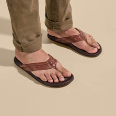Hiapo - Rum / Dark Wood Men’s Leather Beach Sandals | Men OluKai for sale