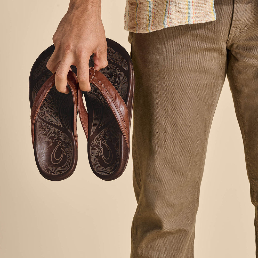 Hiapo - Rum / Dark Wood Men’s Leather Beach Sandals | Men OluKai for sale