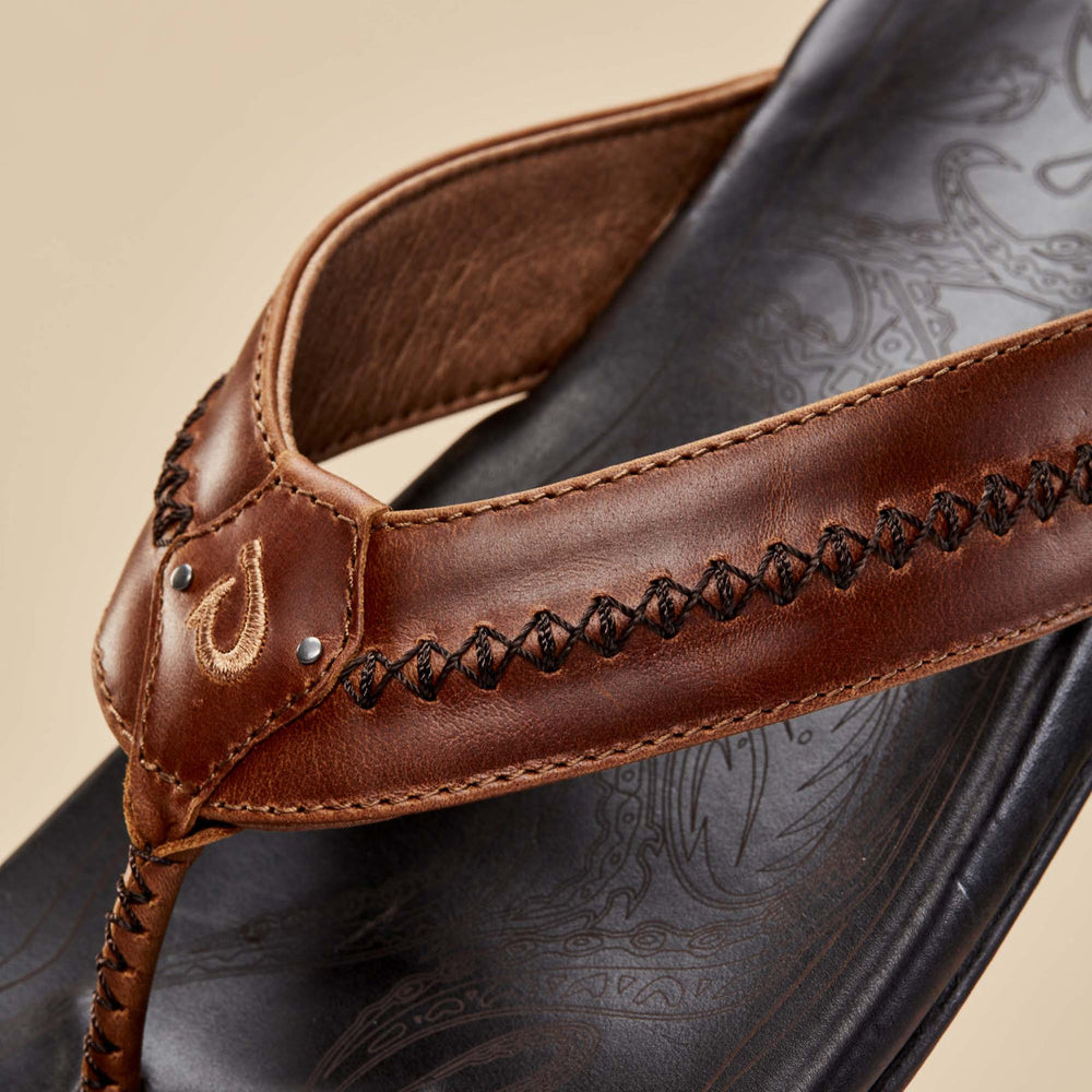 Mea Ola Men's Leather Sandals - Tan / Dark Java | Men OluKai for sale