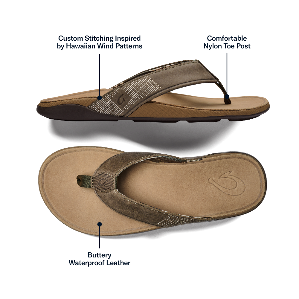 Tuahine Men's Waterproof Leather Beach Sandals - Hunter | Men OluKai online