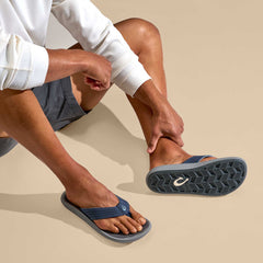 Ulele Men's Beach Sandals - Blue Depth / Charcoal | Men OluKai discount