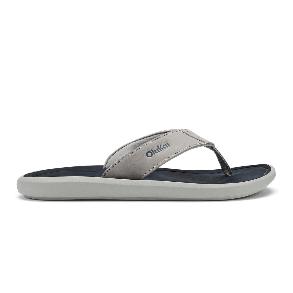 Pili Men’s Waterproof Leather Sandals - Ash / Mood Indigo | Men OluKai outlet