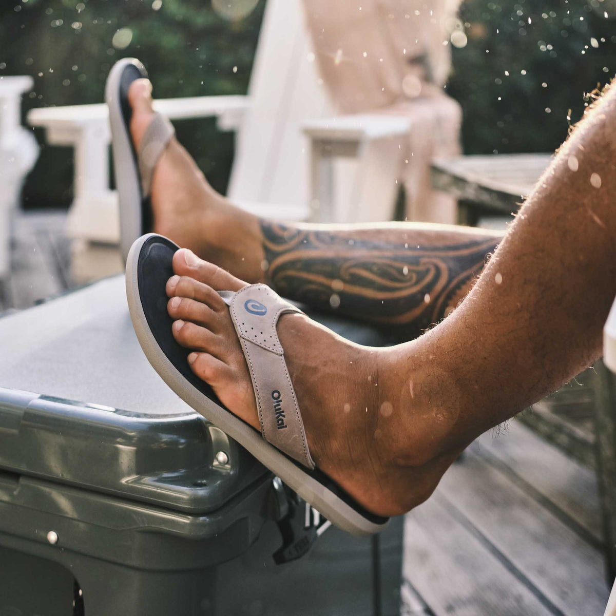 Pili Men’s Waterproof Leather Sandals - Ash / Mood Indigo | Men OluKai outlet