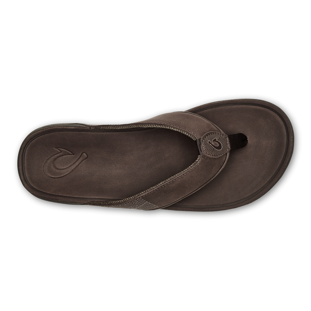 Tuahine Men's Waterproof Leather Beach Sandals - Dark Wood | Men OluKai near me