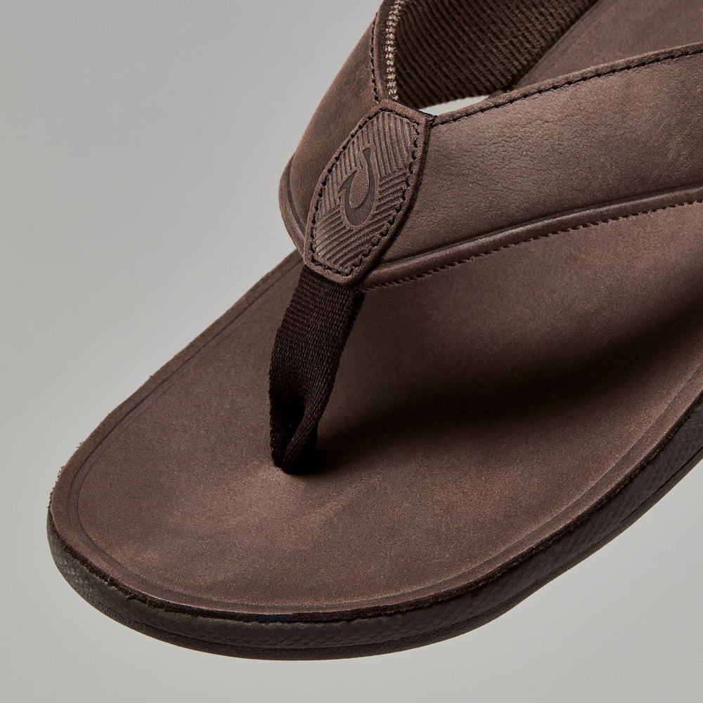 Tuahine Men's Waterproof Leather Beach Sandals - Dark Wood | Men OluKai near me