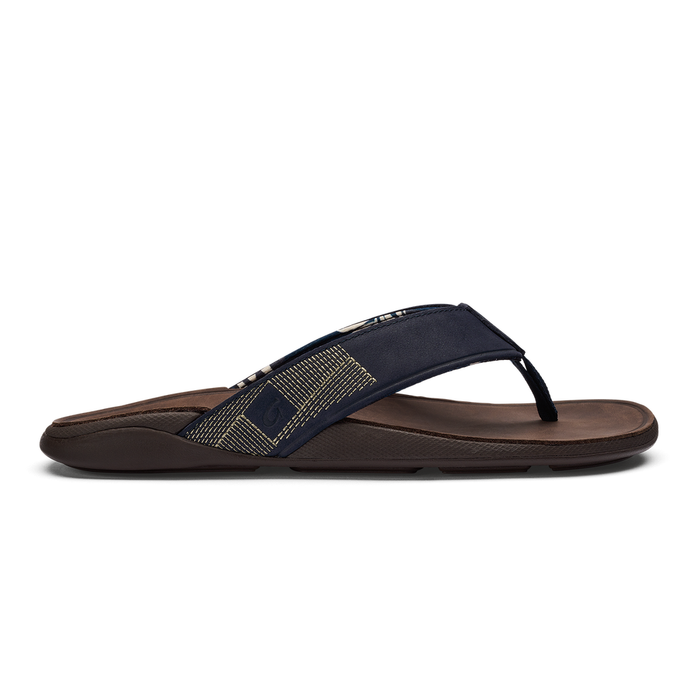 Tuahine Men's Waterproof Leather Beach Sandals - Trench Blue | Men OluKai on sale
