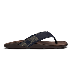 Tuahine Men's Waterproof Leather Beach Sandals - Trench Blue | Men OluKai on sale
