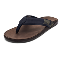 Tuahine Men's Waterproof Leather Beach Sandals - Trench Blue | Men OluKai on sale