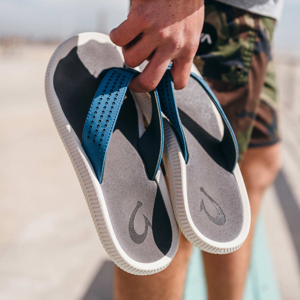 Ulele Men's Beach Sandals - Slate Blue / Charcoal | Men OluKai near me