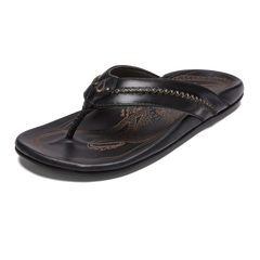 OluKai Mea Ola - Black | Men's Leather Beach Sandals | Men OluKai outlet