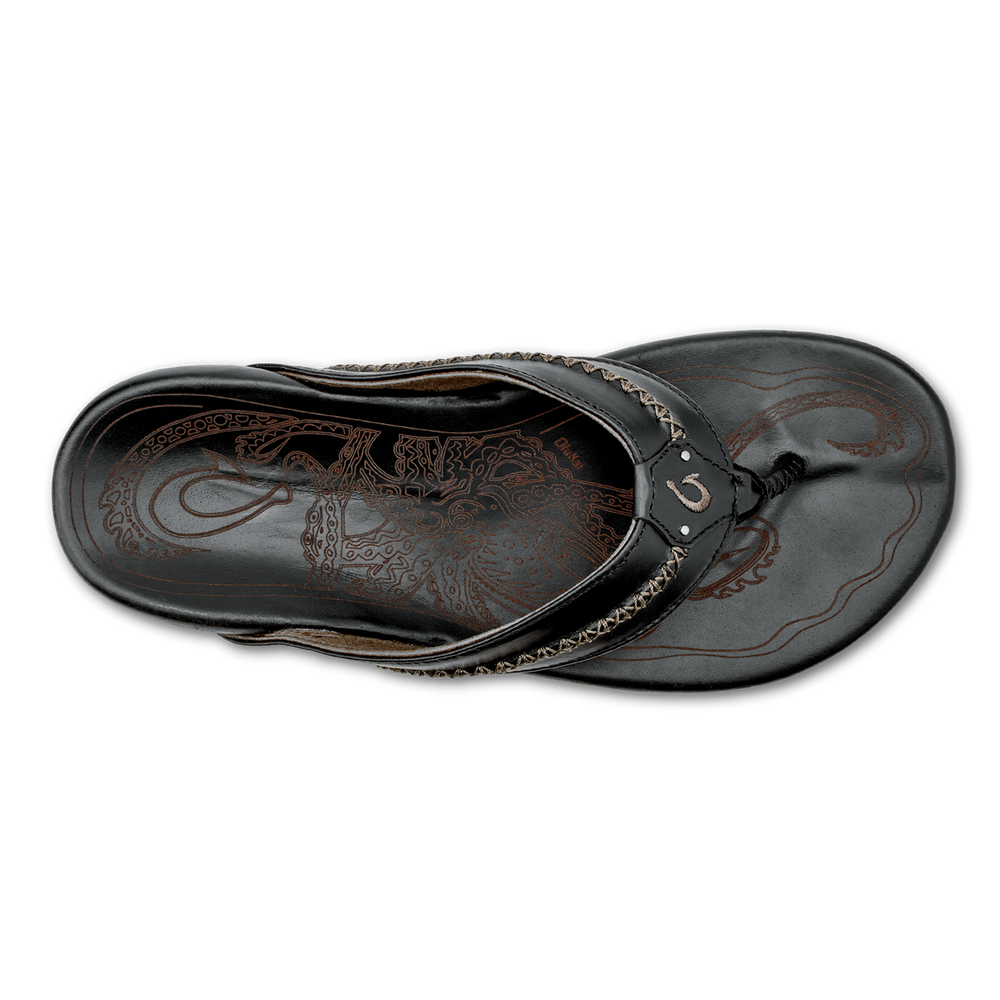 OluKai Mea Ola - Black | Men's Leather Beach Sandals | Men OluKai outlet