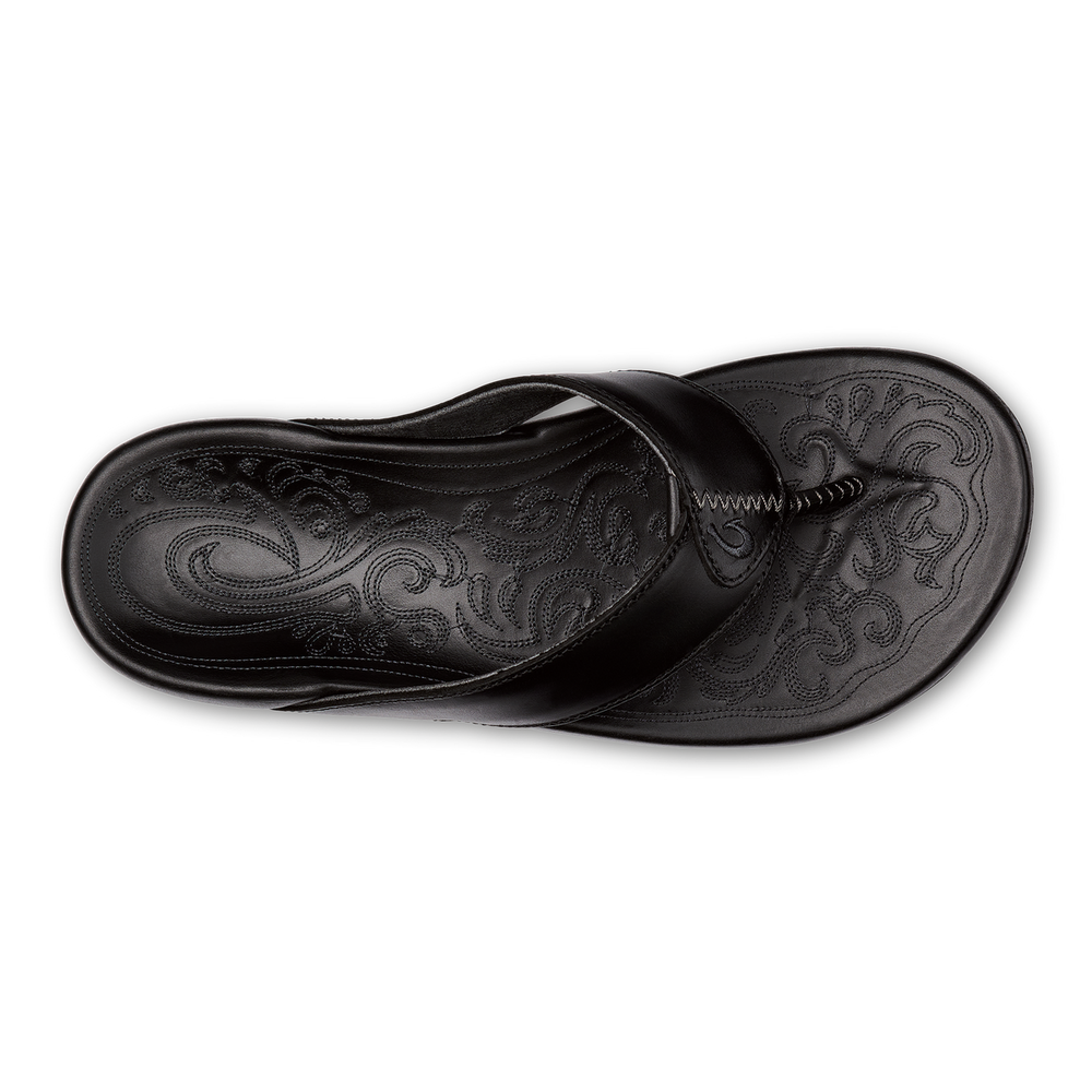 Mekila Men's Full-Grain Leather Beach Sandals - Black | Men OluKai for sale