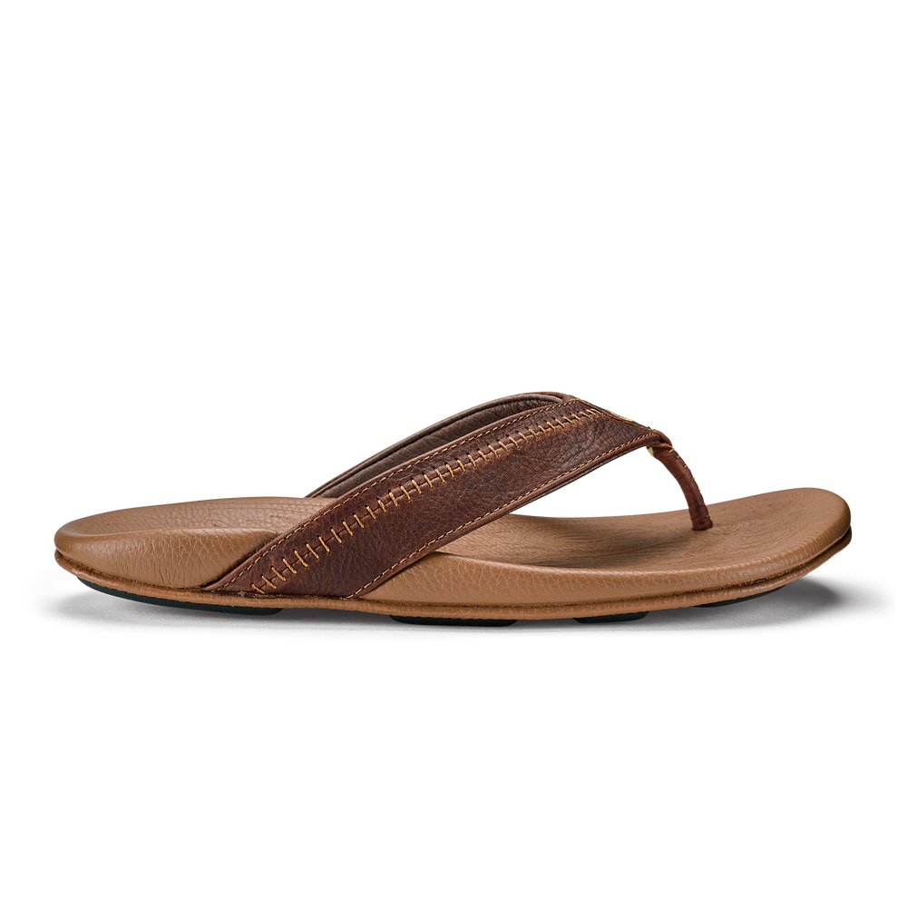 Hiapo -Dark Java / Toffee Men’s Leather Beach Sandals | Men OluKai for sale