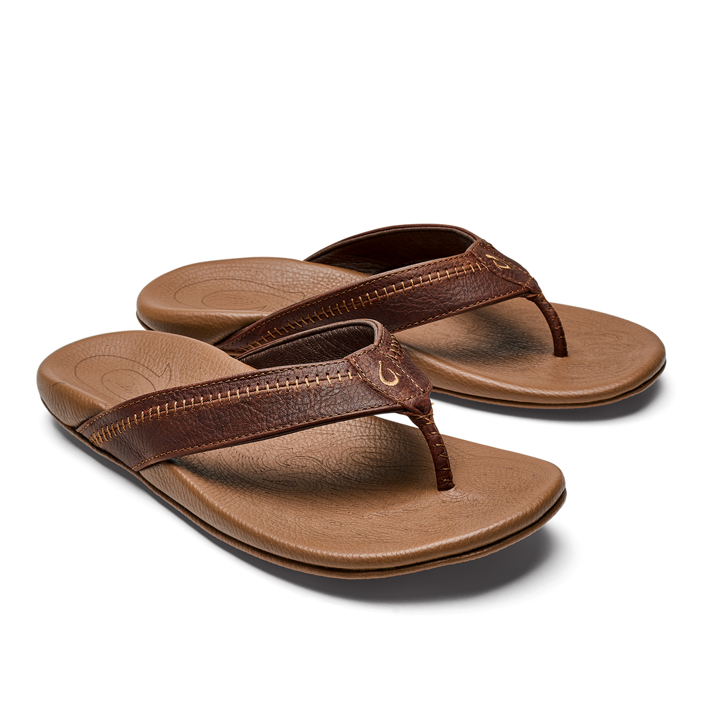 Hiapo -Dark Java / Toffee Men’s Leather Beach Sandals | Men OluKai for sale