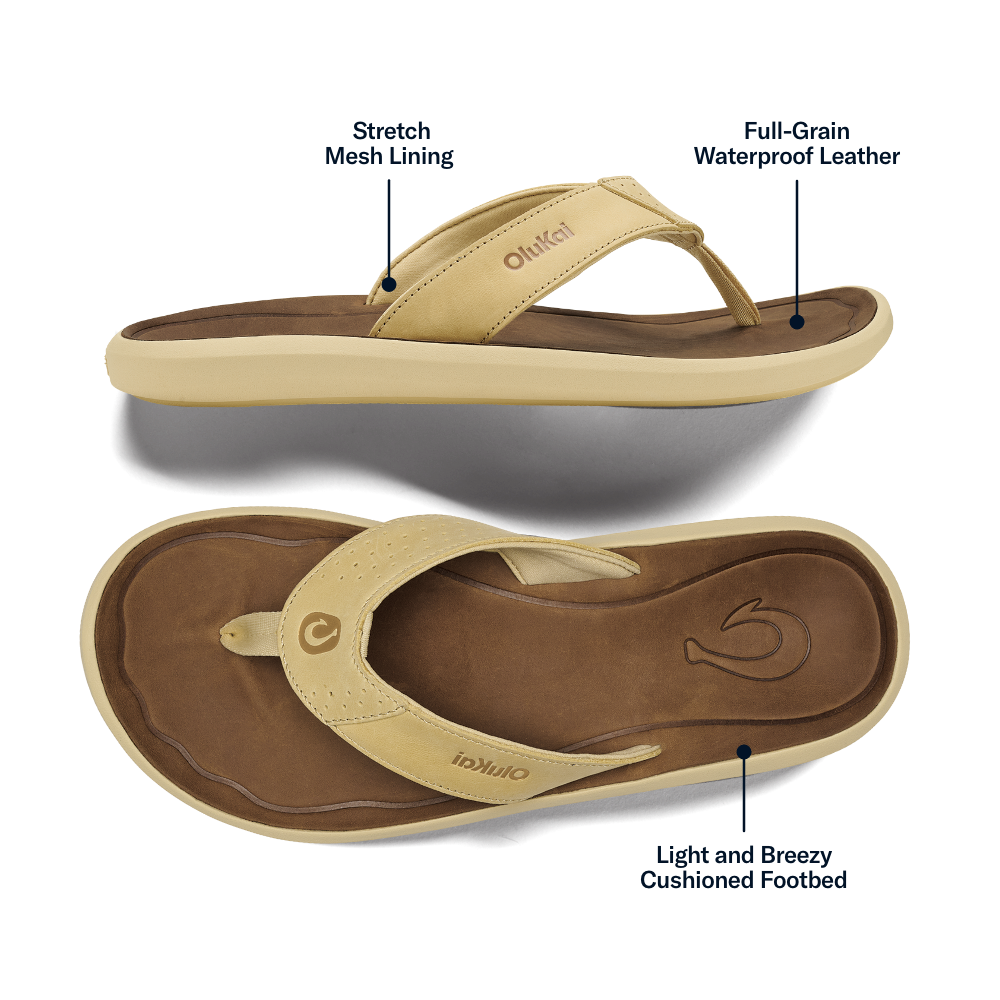 Pili Men’s Waterproof Leather Sandals - Toasted Coconut / Tan | Men OluKai cheap