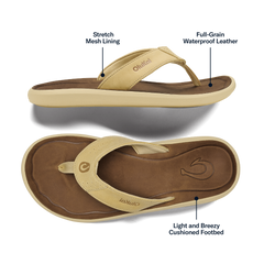Pili Men’s Waterproof Leather Sandals - Toasted Coconut / Tan | Men OluKai cheap