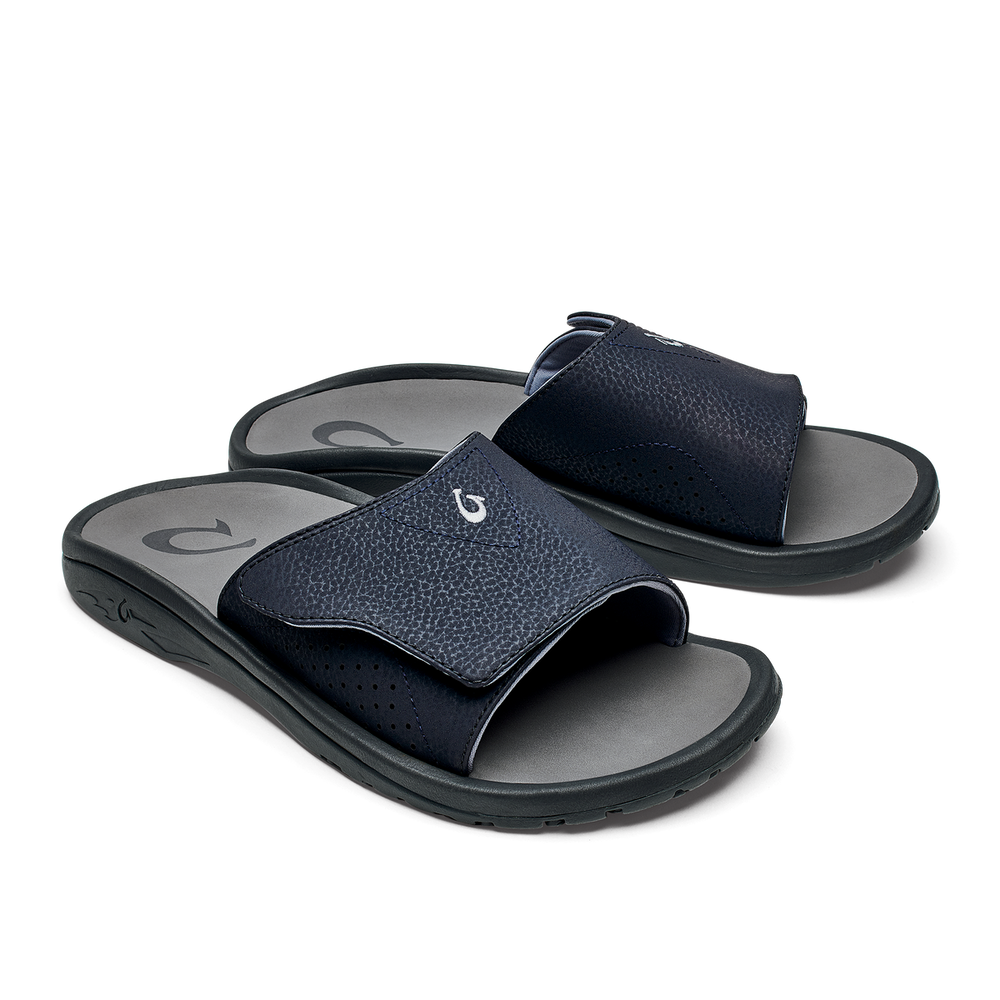 OluKai Nalu Slide - Trench Blue / Charcoal | Men's Sandals | Men OluKai discount