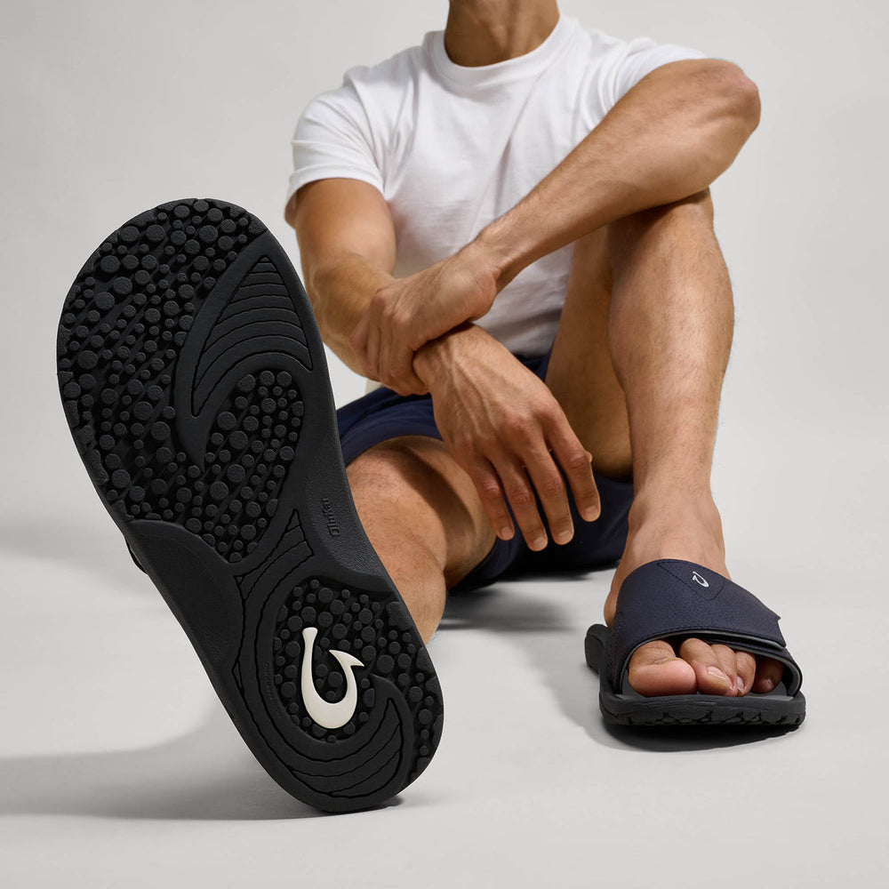 OluKai Nalu Slide - Trench Blue / Charcoal | Men's Sandals | Men OluKai discount