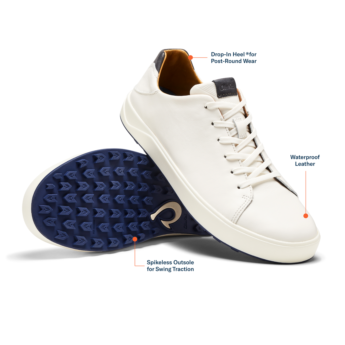 Wai‘alae Men’s Waterproof Leather Golf Shoes - White | Men OluKai sale
