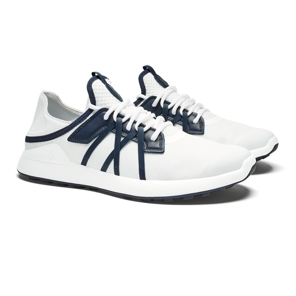 Manele Men’s Breathable Golf Shoes - Bright White / Mood Indigo | Men OluKai on sale