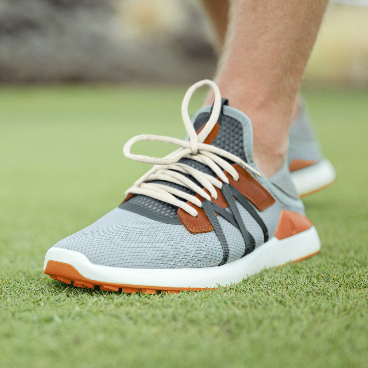 Manele Men’s Breathable Golf Shoes - Pale Moss / Molten Orange | Men OluKai sale