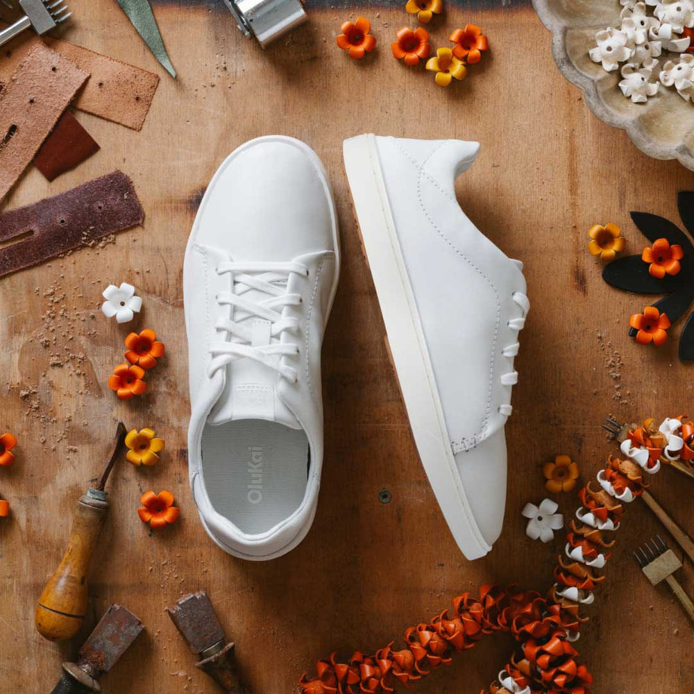 Pehuea Lī ‘Ili Women's Leather Sneakers - White | Women OluKai sale