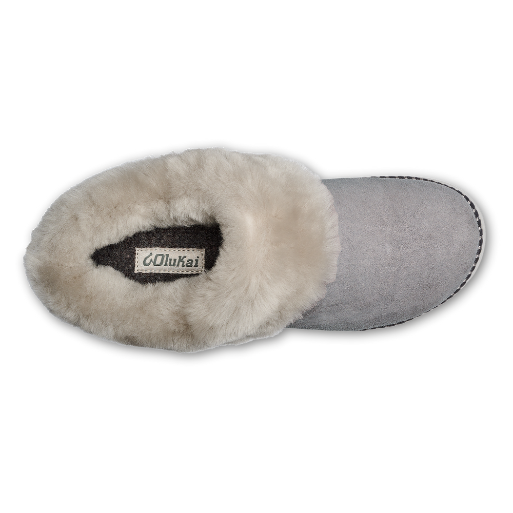 Ku‘i Women’s Fuzzy Slip-On Slippers - Fog | Women OluKai discount