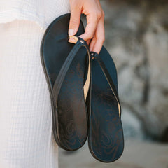 Honu Women’s Leather Beach Sandals - Black | Women OluKai cheap