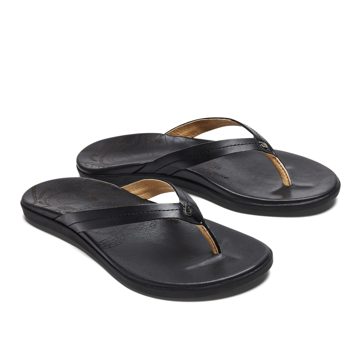 Honu Women’s Leather Beach Sandals - Black | Women OluKai cheap