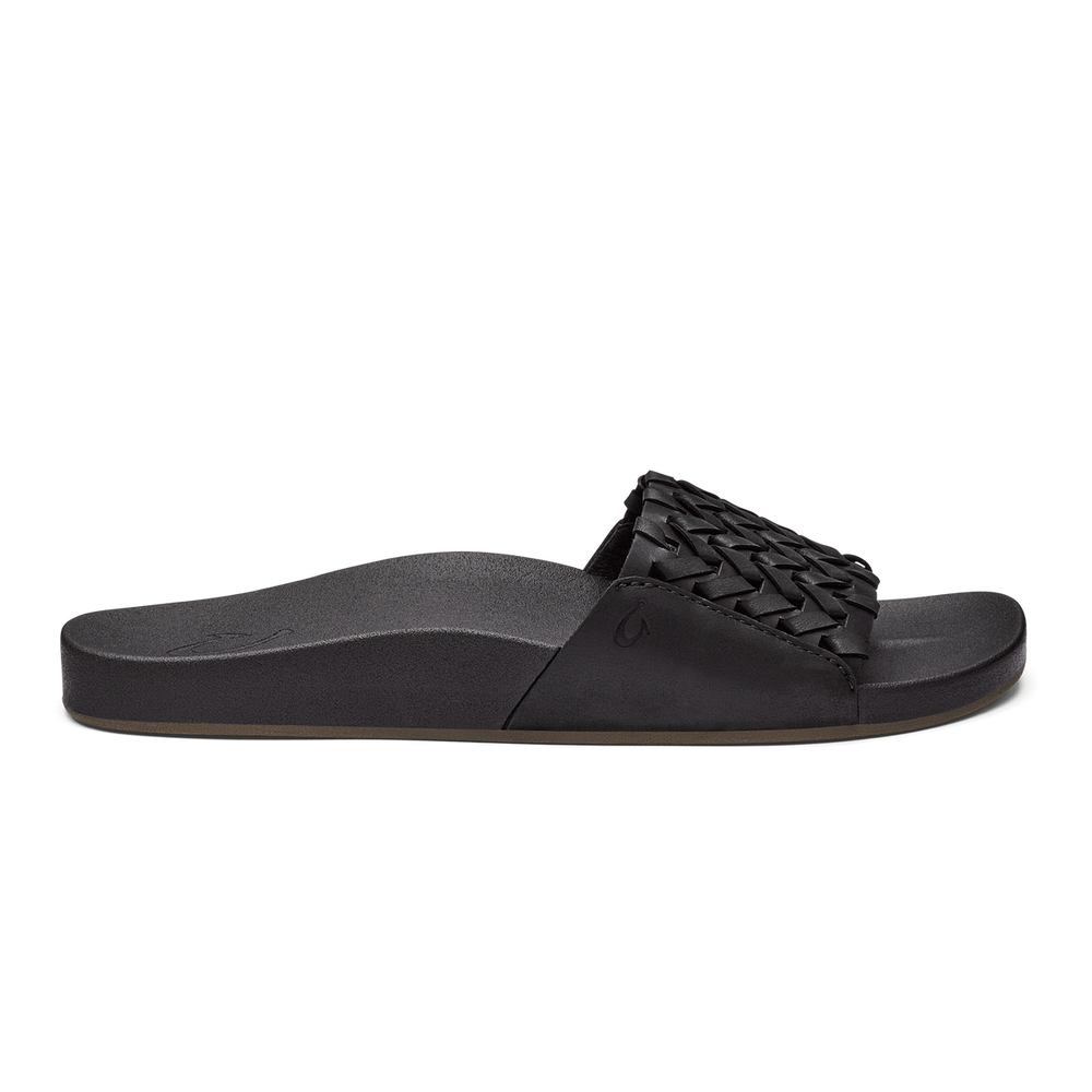 Kāmola Women’s Leather Slide Sandals - Black | Women OluKai cheap