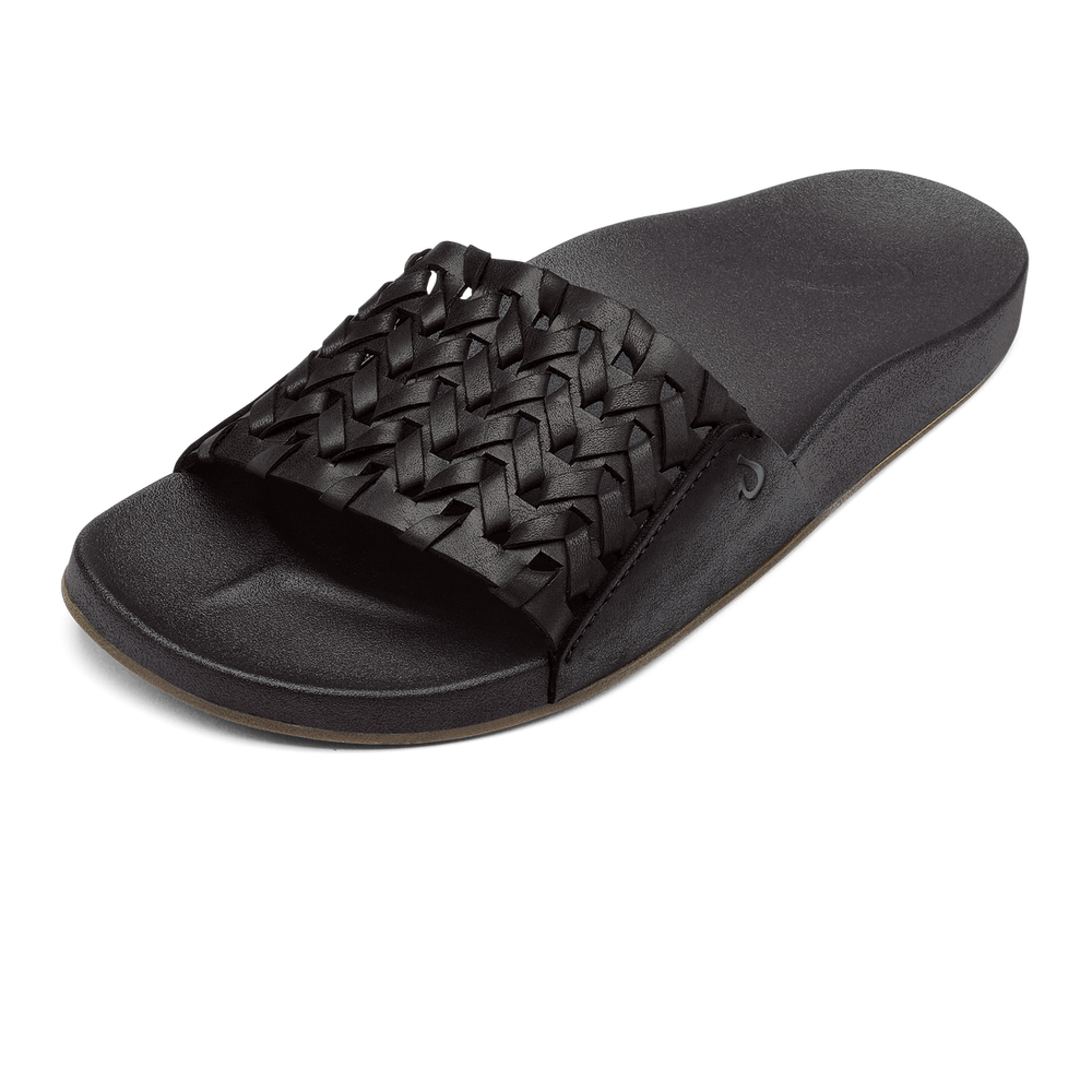Kāmola Women’s Leather Slide Sandals - Black | Women OluKai cheap