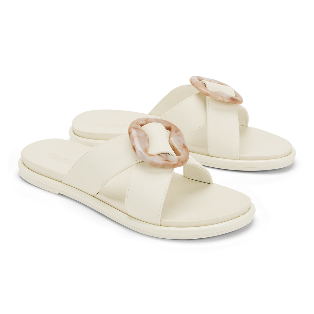 La‘i Slide Women’s Slide Beach Sandals - White Sand | Women OluKai near me
