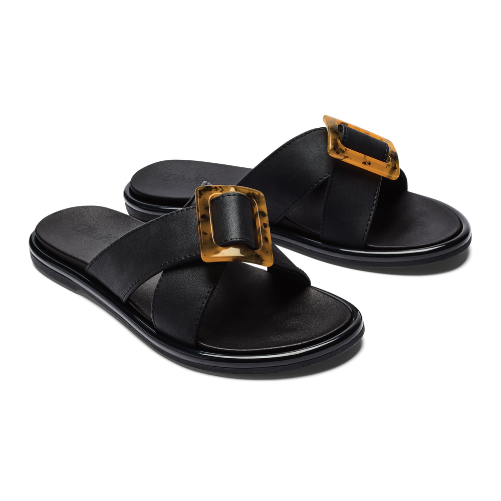 La‘i Slide Women’s Slide Beach Sandals - Black | Women OluKai online